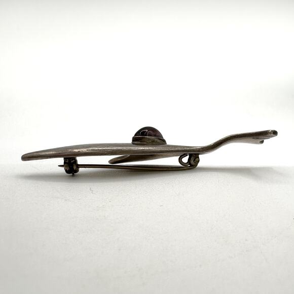 Sigi Pineda Taxco Abstract Fish Brooch Modern Sterling Silver Amethyst Vintage - Picture 10 of 13